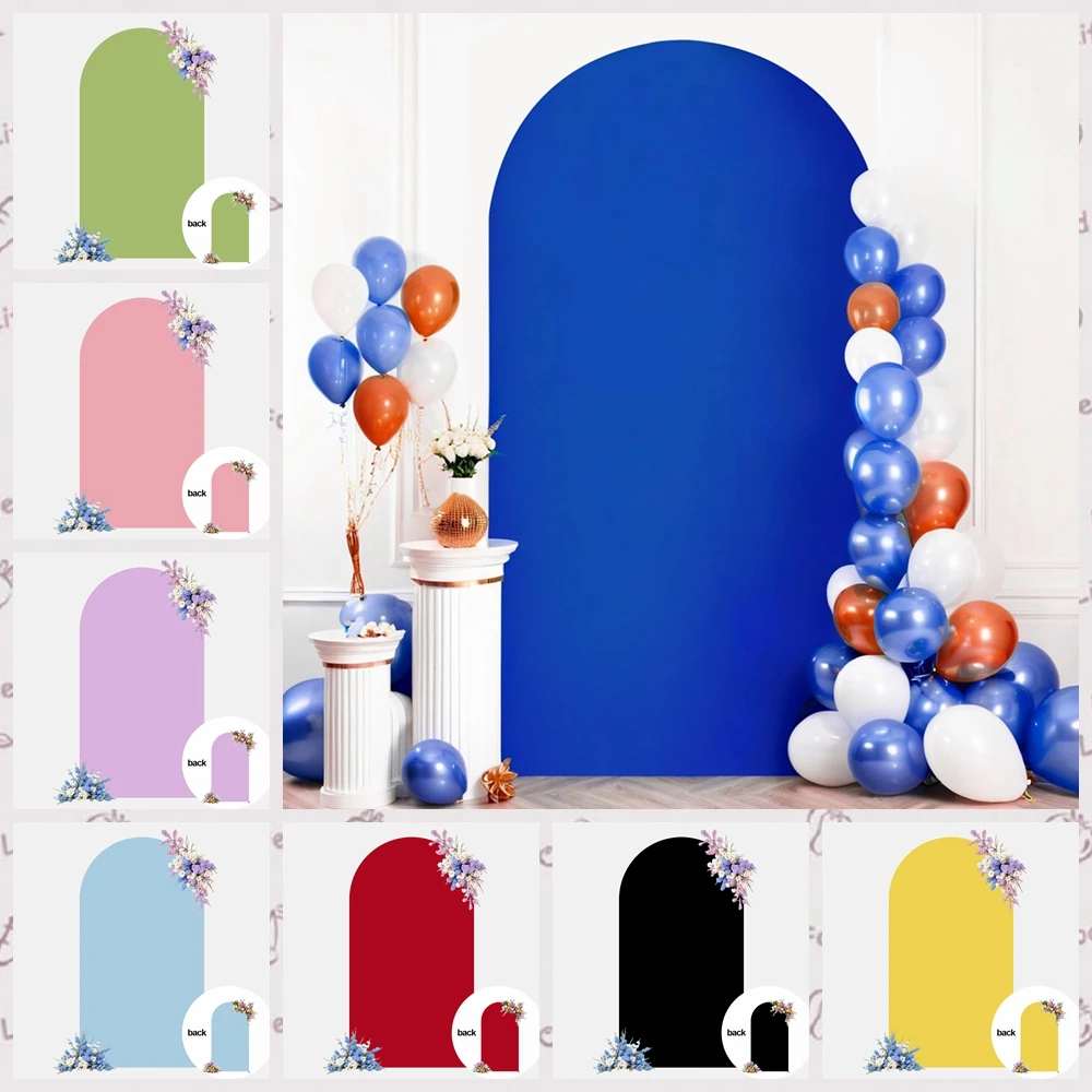 Solid Color 2-sided Arch Cover Background for Birthday Wedding Festival Event Party Baby Shower Custom Elastic Arched Backdrop
