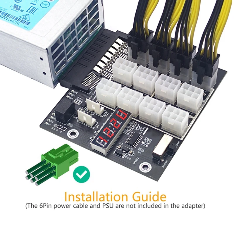 Mining Breakout Board 12 Port 6Pin Connector Power Module For HP 500W 800W 1400W 1600W PSU For GPU Graphics Card