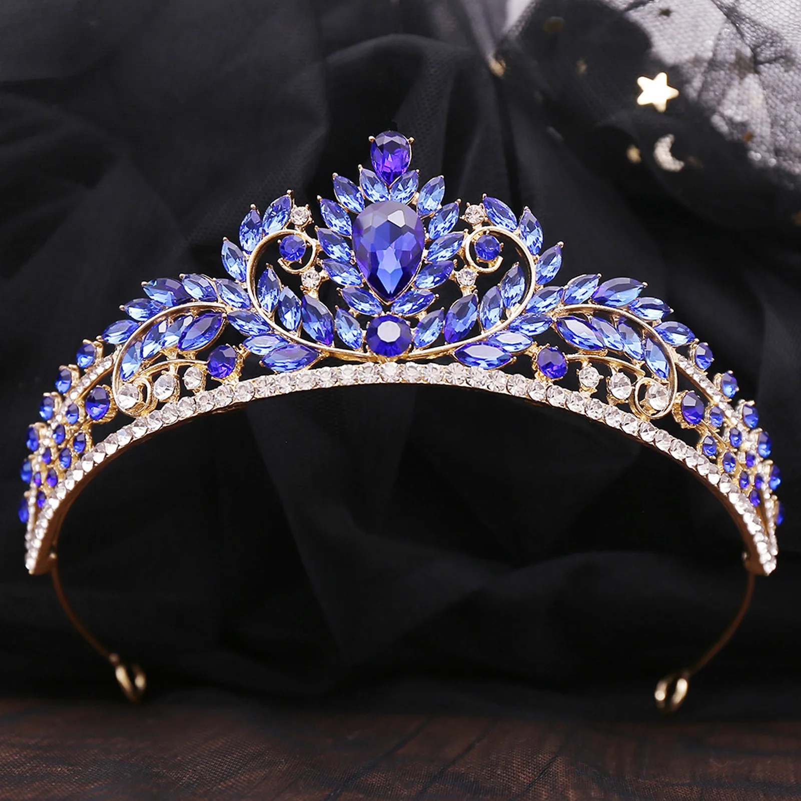 

Exquisite Bridal Baroque Tiara Vintage Large Shiny Crystal Rhinestone Leaves Half Circle Crown Wedding Hair Accessories Jewelry