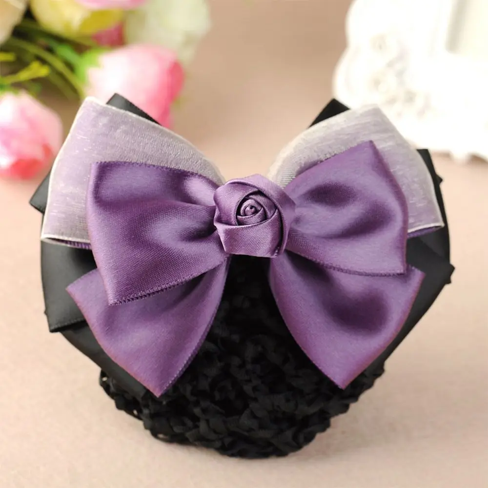 

Fashion Flight Attendant Barrette Professional Headwear Bownot Hairgrips Bow Hair Net Snood Hair Clip