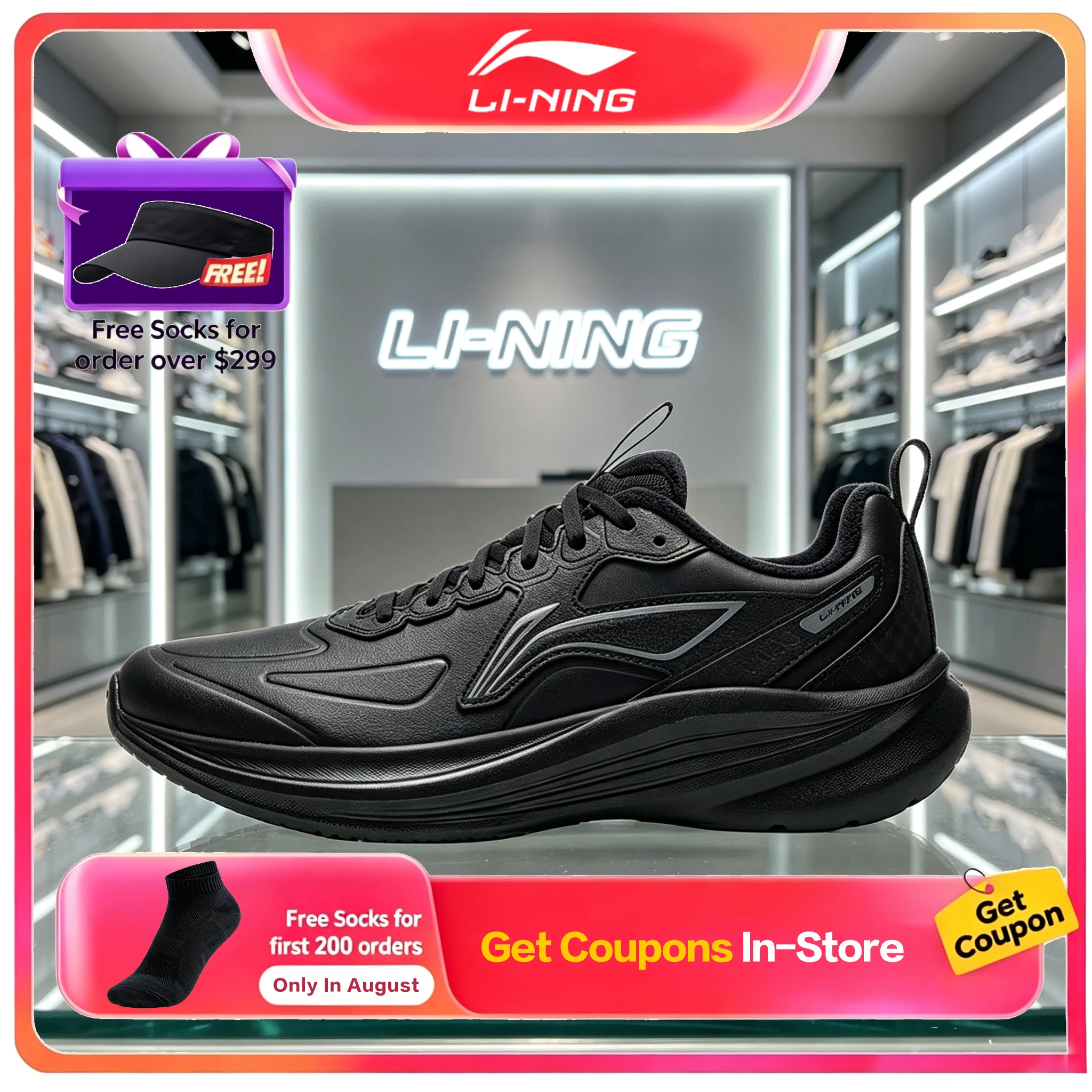 Li-Ning Qingfeng V4 Men Running Shoes Autumn Winter Fleece Lined Warm Teenager New Shock Absorbing Lightweight Casual Sneakers