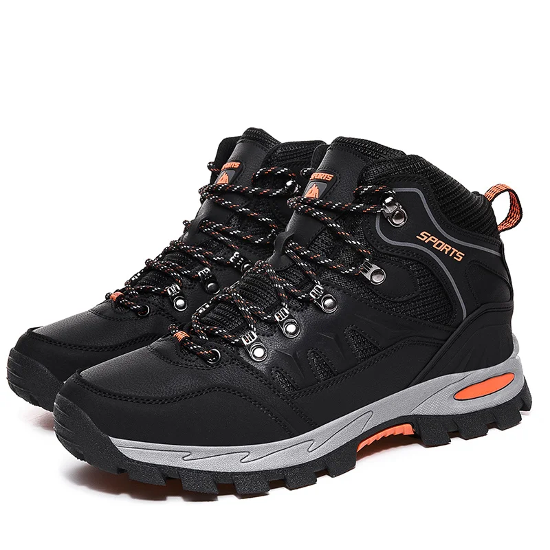 Men Work Shoes Winter Boots Warm Plush Men Snow Boots High Quality Leather Waterproof Outdoor Men Hiking Boots Men Sneakers