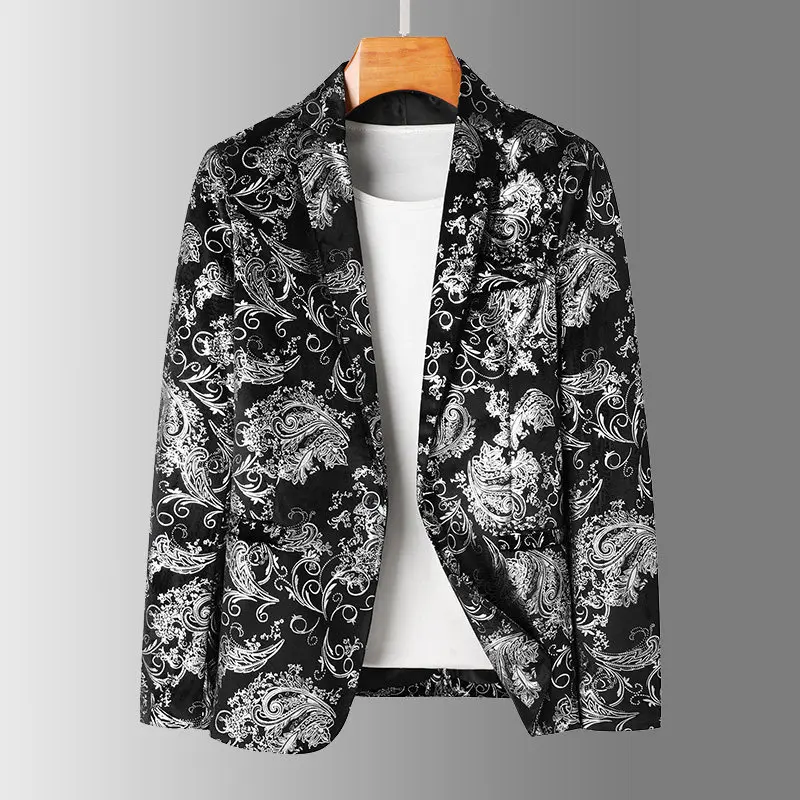 Jacquard Bronzing Printed Suit Jackets 2026 New Fashion Men's Slim Fit Wedding Party Evening Dress Blazers Men's Clothing 6XL-M
