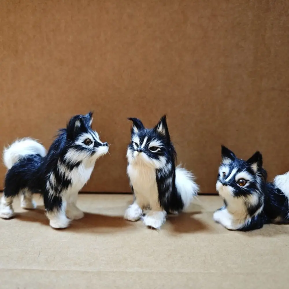 

Big Tail Wolfhound Plush Toy Attractive Eyes Goat Fur Plush Wolfdog Doll Collection White&Black Dog Stuffed Plushie Doll