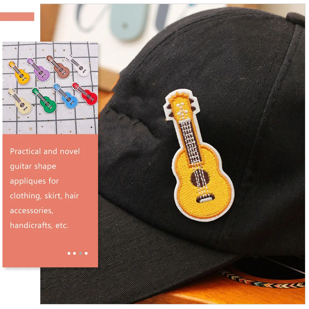 8 шт., тканевые нашивки, комбинированный пакет, дизайн музыкальных инструментов, железная или пришитая нашивка для брюк, рубашки, рюкзака, украшение