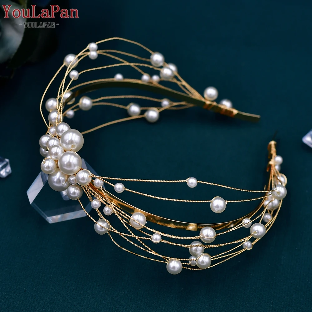 

YouLaPan Simple Pearls Wedding Hair Hoop Handmade Beads Headband for Woman Pearl Bridal Headwear Wedding Jewelry Accessory HP609