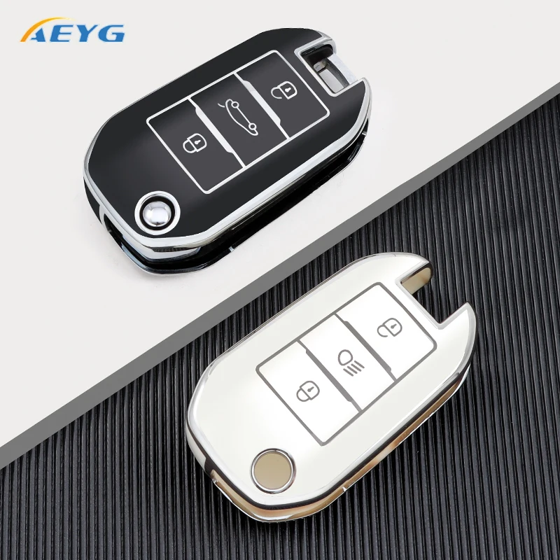 TPU Car Flip Key Case Cover Shell For Peugeot C6 508 C5 C3 208 308 408 508 2008 3008 For Citroen C4 CACTUS C4L Berlingo 2021