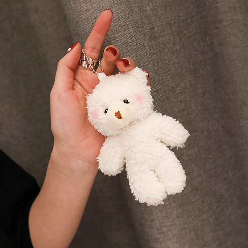 brand New Cute baby bear teddy bear plush doll bag accessories women keychain car pendant key chain Bag Pendant white