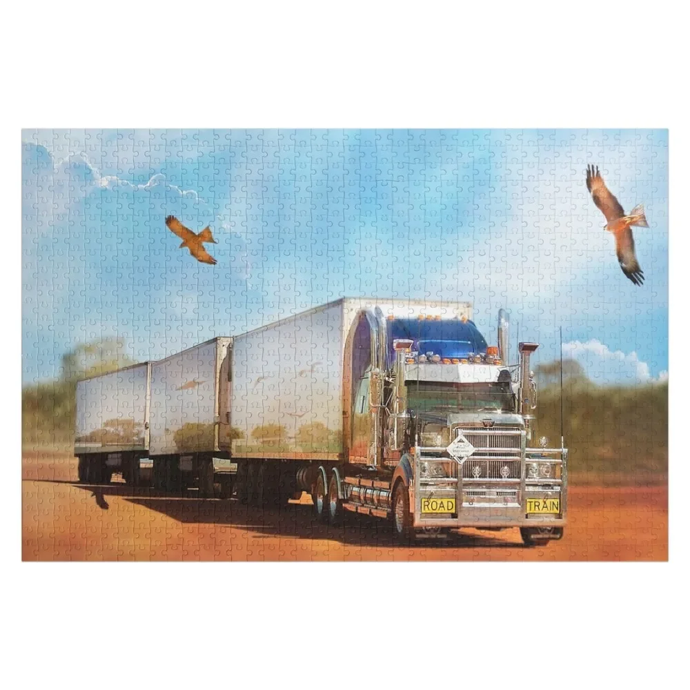 Kenworth Truck with three tailers Jigsaw Puzzle Custom Wooden Gift Customizeds For Kids Puzzle