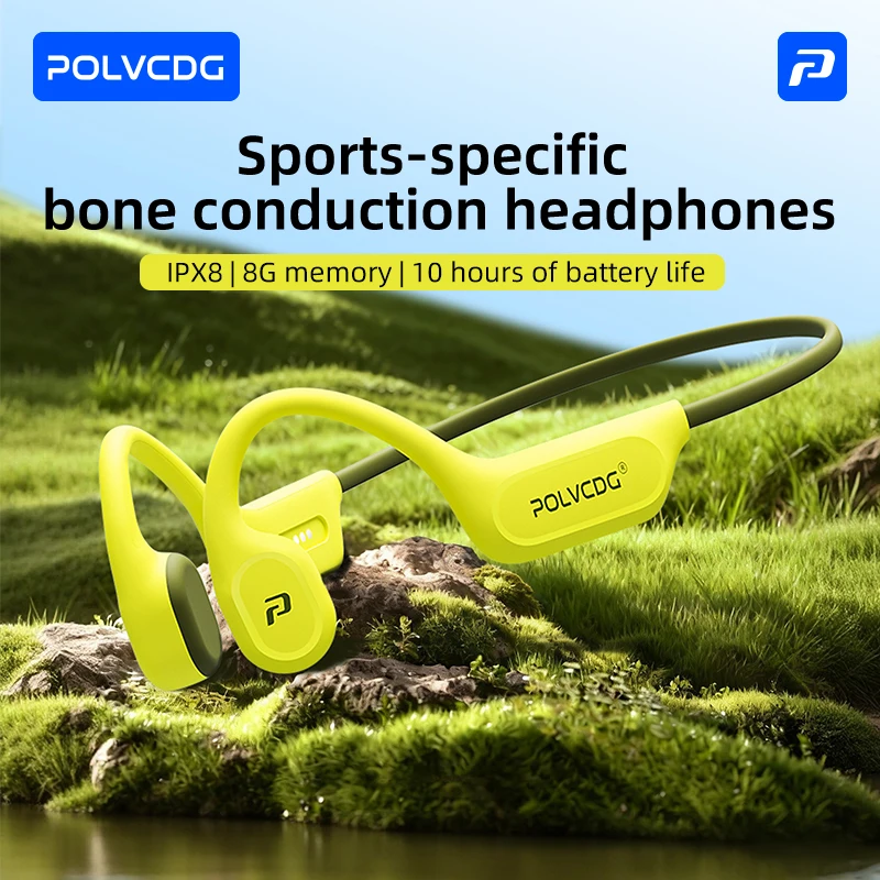 POLVCDG Écouteurs de sport à conduction osseuse 8 Go de mémoire, étanches IPX8, Bluetooth 6.0, pour la course et la natation, nouveau modèle X9 2026