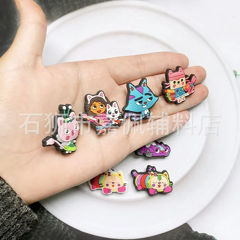 14Pcs/set Gabby\'s Dollhouse Decoration Anime Shoe Charms Cute Sandals Shoes Accessories PVC Badges for Kids Christmas Gift