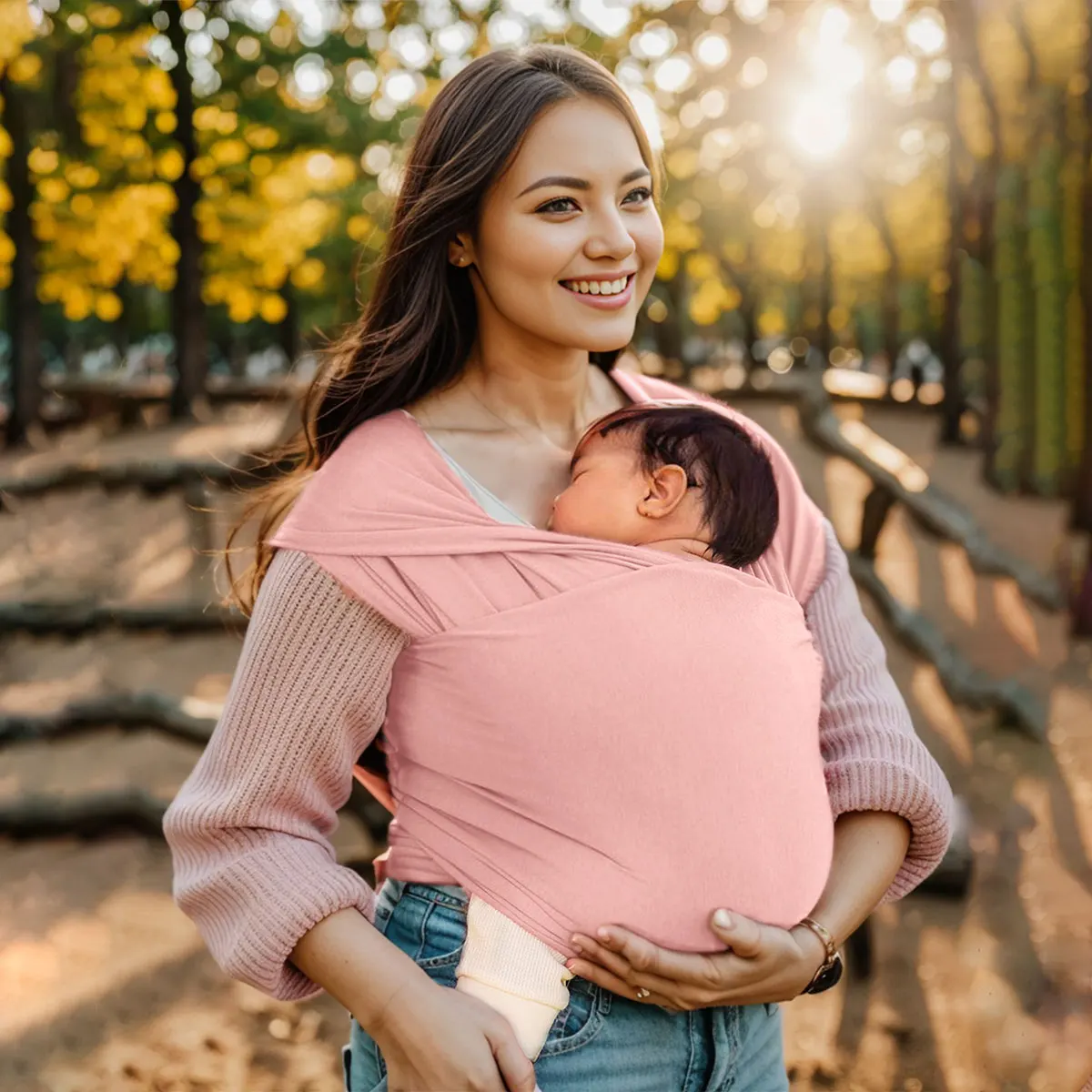 Newborn infants and young children carry a multi-functional front hugging device for children to go out and hold their babies.