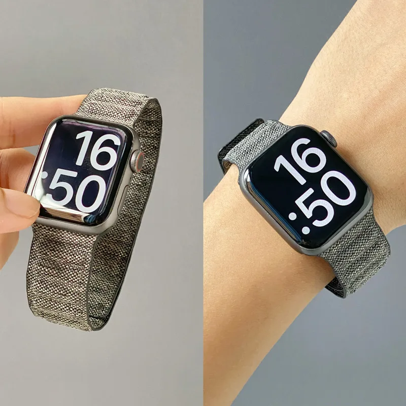 Ремешок джинсовый для Apple watch 40 мм 44 мм 49/45/41/38 мм 42 мм, спортивный Магнитный браслет для iWatch series 9 8 7 se 6 5 Ultra 2