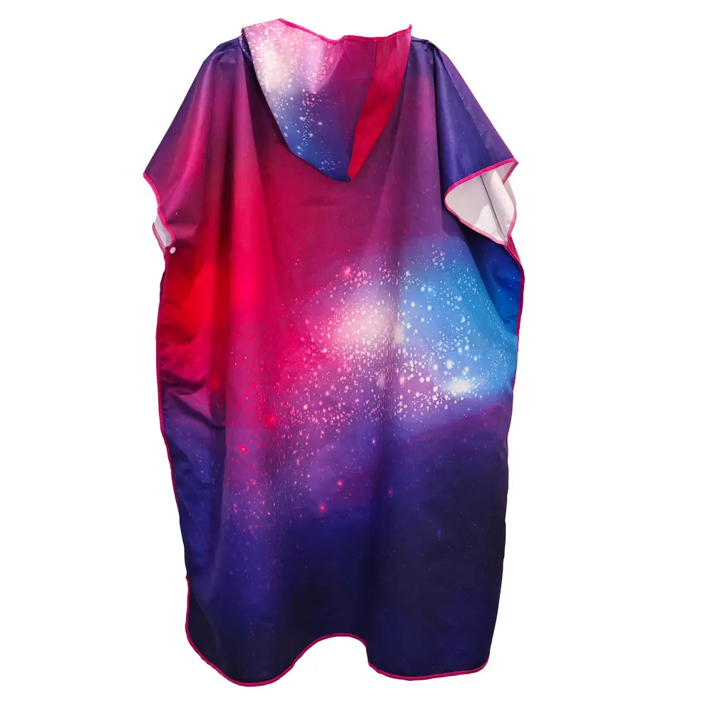 Cosmic pattern ultra-fine fiber quick drying bathrobe cape for adults with hats, portable, suitable for swimming pools and beach