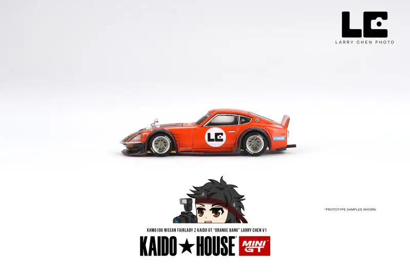 TSM model KAIDO HOUSE MINI GT 1/64 KHMG100 Fairlady Z Kaido GT 'ORANGE BANG' Larry Chen V1 Diecast Model samochodu Zabawki dla dzieci Prezent