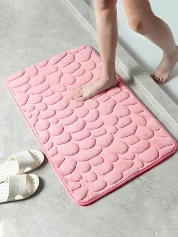 1pc embossed fiber carpet, bathroom living room anti slip mat, pebble floor mat, household items