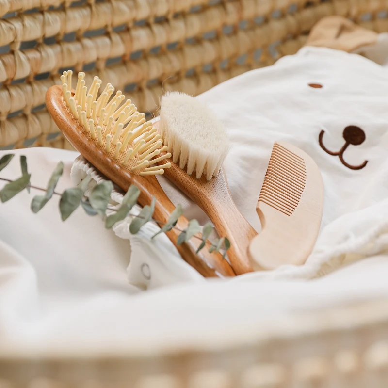 Peine para el pelo de bebé, cepillo para el cuidado del cabello para madre e hijo, herramientas para Baby Shower, peines para el cabello para bebé recién nacido de 0 a 12 meses, utensilios para el cuidado del cepillo, 3 uds.