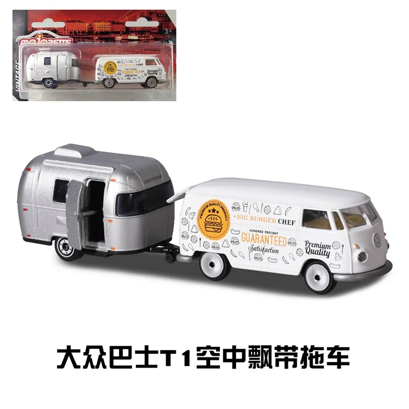 Majorette 1:64 Volkswagen T1 bus Toyota Hilux jeep Wrangler aerial streamer Beetle trailer  Collection diecast alloy car model