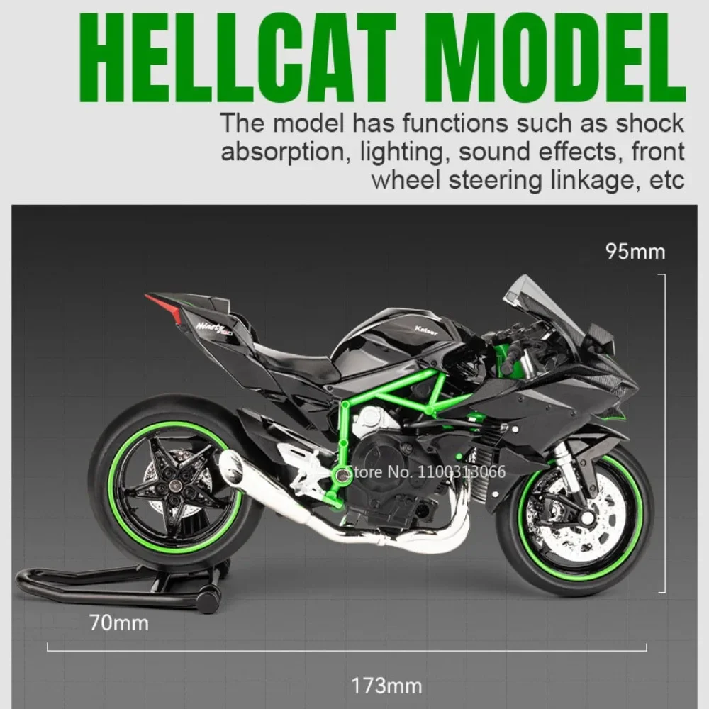 1: 12 Ninja H2R Motorcycle Toy Static Simulation Car Alloy Diecasts Models Light Sound Toy Motorcyclel for Kids Birthday Gifts