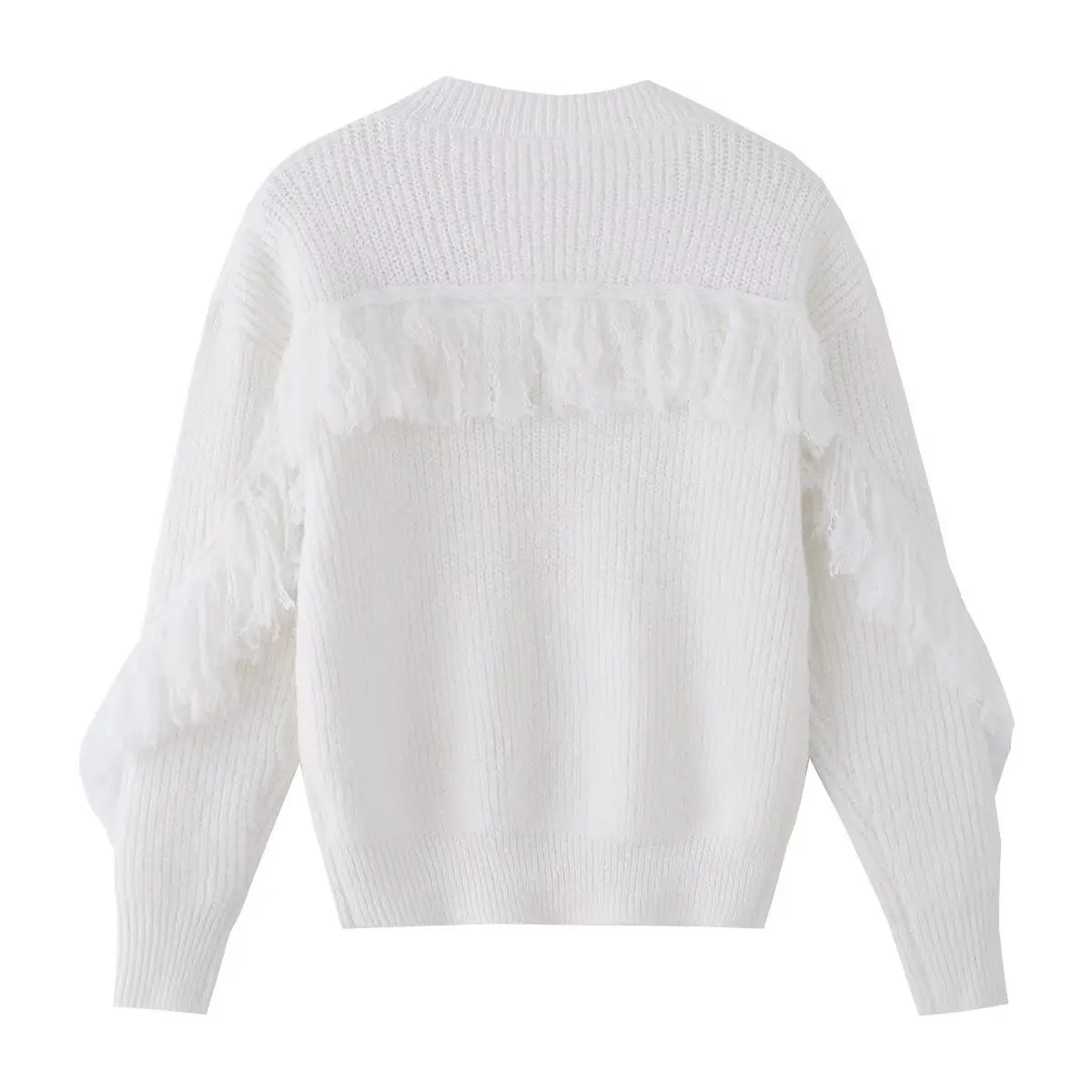 Winter Korean Style charm Loose Fit Small Round Neck Tassel Plain Long Sleeve Pullover Sweater Knitwear Solid Color Casaul V0BQ