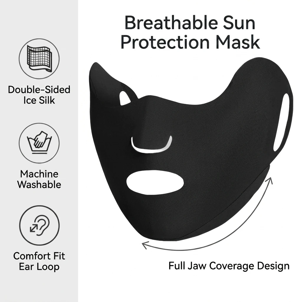 UV Protection Face Mask Breathable for Cycling Women's Ice Silk Sun Shielding Cover UPF50+ Cooling Summer Outdoor Gear