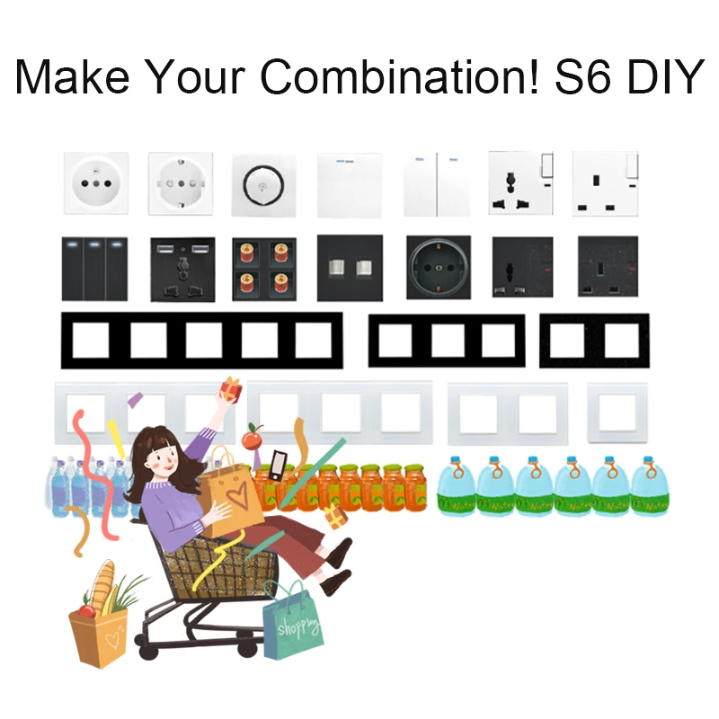 Cat7 Double DATA 2 RJ45 Ports CAT 7 Internet Computer Wiring Outlet Function Key Module only 52*52mm for Wallpad S6 Frame