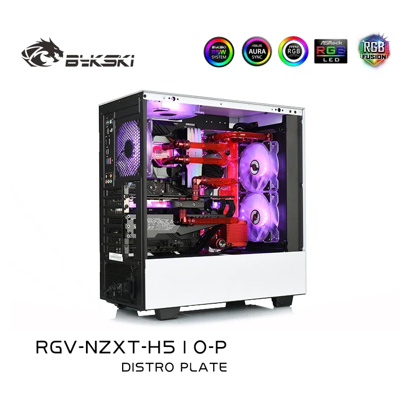Bykski for NZXT H510 Computer Case Distro Plate Kit for CPU/GPU Water Cooling Radiator Support DDC Pump,RGV-NZXT-H510-P