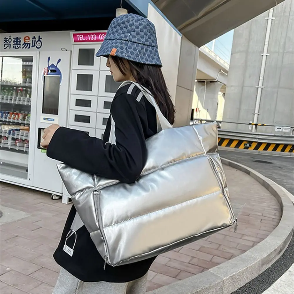 Women\'s Large Capacity Shoulder Bag Waterproof Nylon Bag Women\'s Space Cotton Feather Down Bag Shoulder Strap Large Bag 2024 New