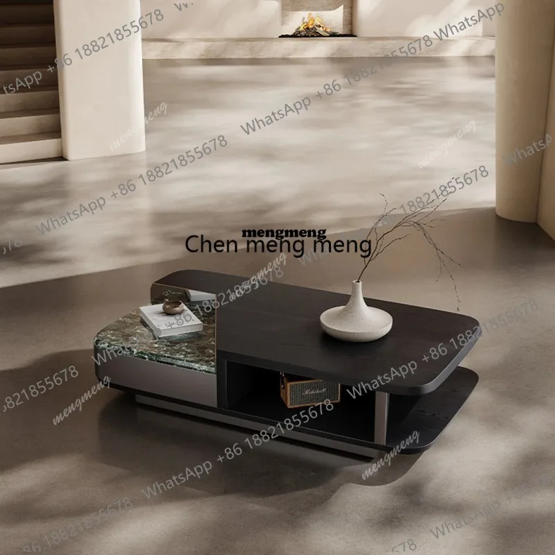 Minimalist modern minimalist stainless steel green marble coffee table rectangular living room designer premium tea table