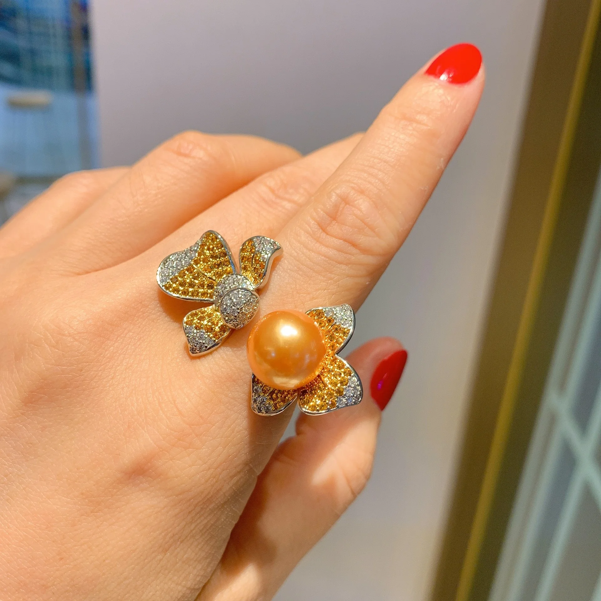 Luxury brand genuine real jewels Trembling sound goes into the simple Australian Fritillaria pearl ring, tiktok, jewelry, ring j