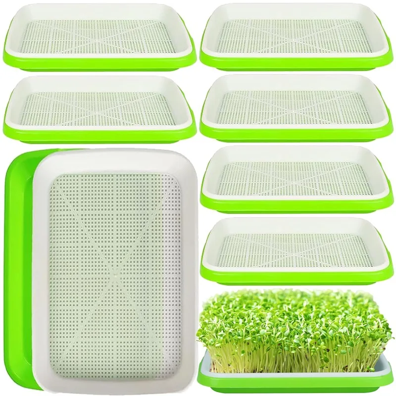 Bandeja de germinación de microgreens, bandeja de germinación de doble capa, bandeja hidropónica, placa de cultivo sin suelo, macetas de vivero para plantar