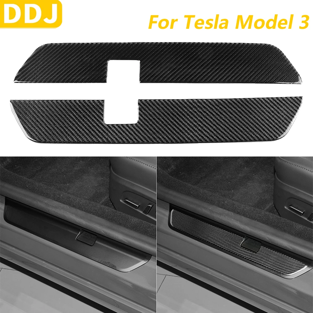 

For Tesla Model 3 Highland 2023-2025 Carbon Fiber Front Door Sill Threshold panel Trim Cover Car Accessories Decoration Sticker