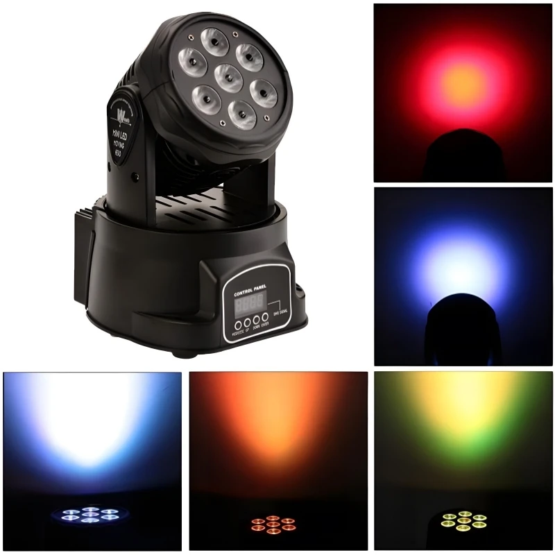 Moving Head Light 7 x 10W LED Beam Spotlight RGBW Stage Light DJ Light Strip DMX Voice Control Disco DJ Music Party Dance Club