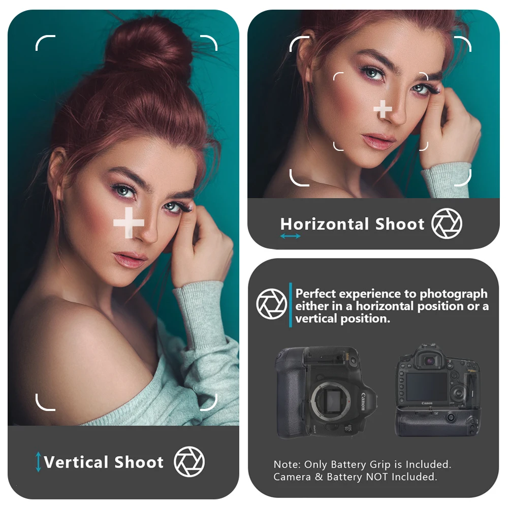 Mcoplus BG-5DIII Punho de bateria vertical para Canon 5D Mark III 5D3 5DS 5DSR SLR câmera