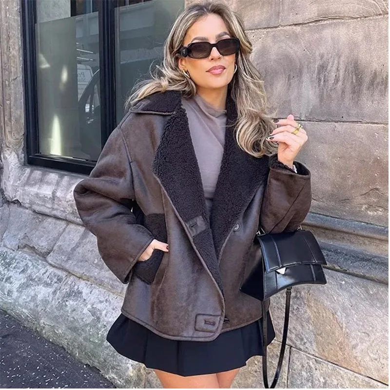 

2025 Woman Thick Faux Leather Jackets for Women Autumn Winter Warm Coats Female Demi-season Plush Jacket Women Outerwears
