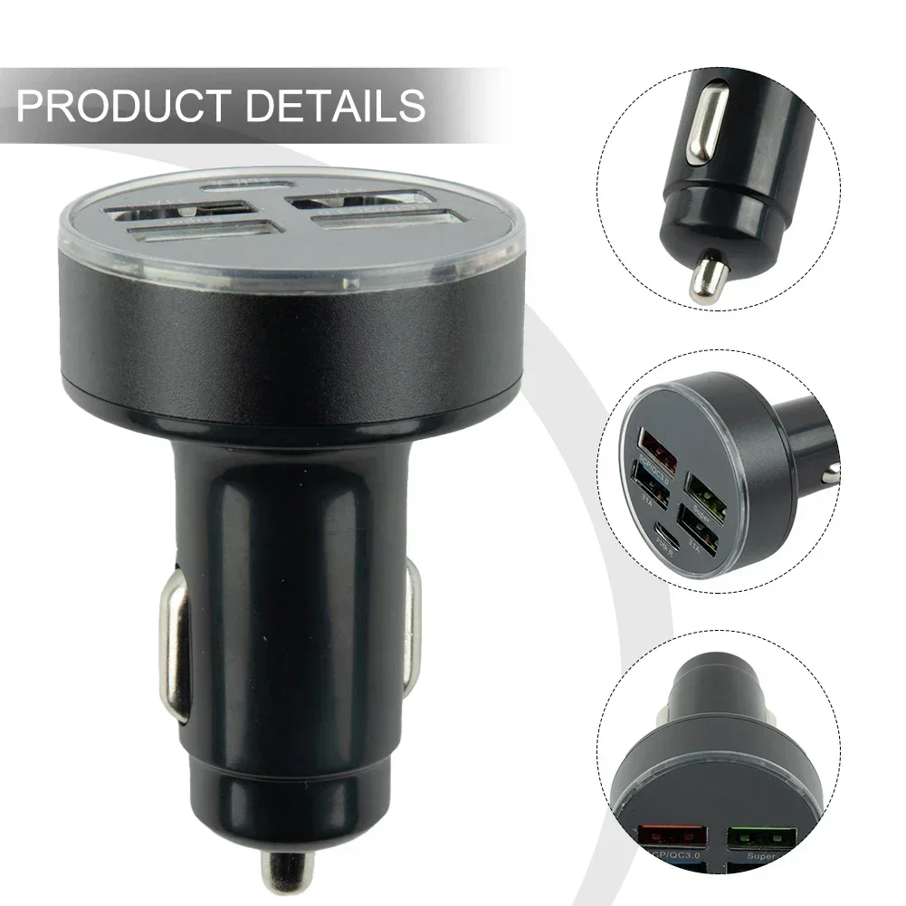 1 stücke 150w schnelles Auto ladegerät 4 USB-Anschluss Typ C Universal buchse Adapter schwarz 12-24V Eingang neue Energie Fahrzeugteile