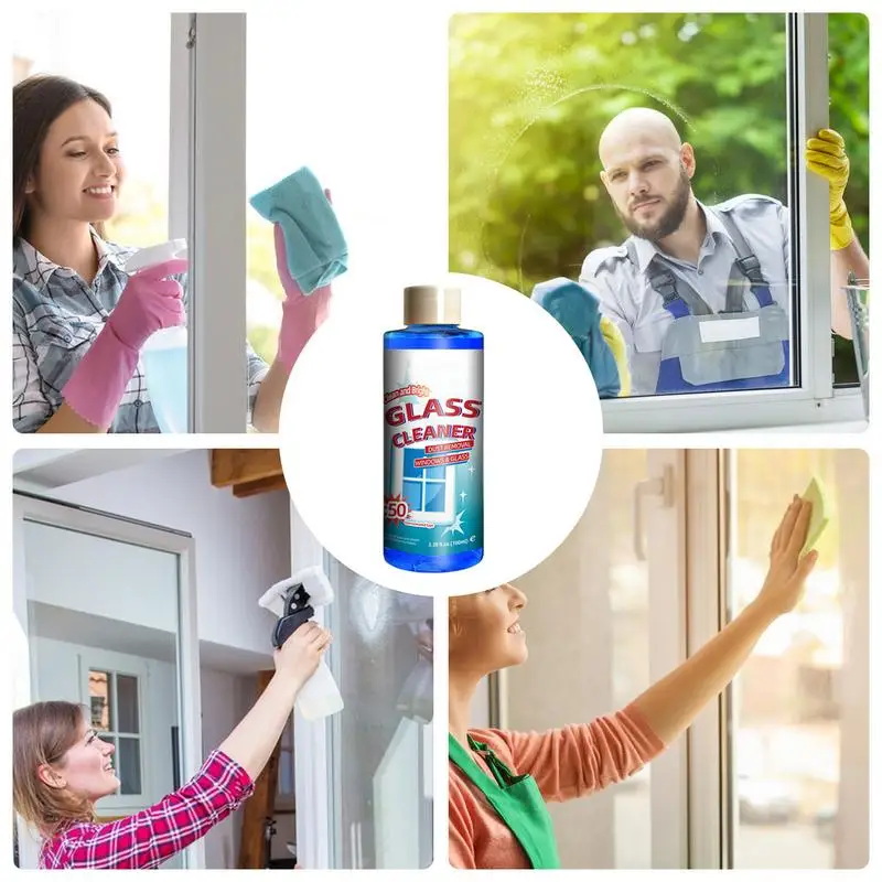 Window Glass Water Concentrated Glass Cleaner 100ml Multipurpose Stain Remover For Mirror For Home Car Glass Friendly No Scratch