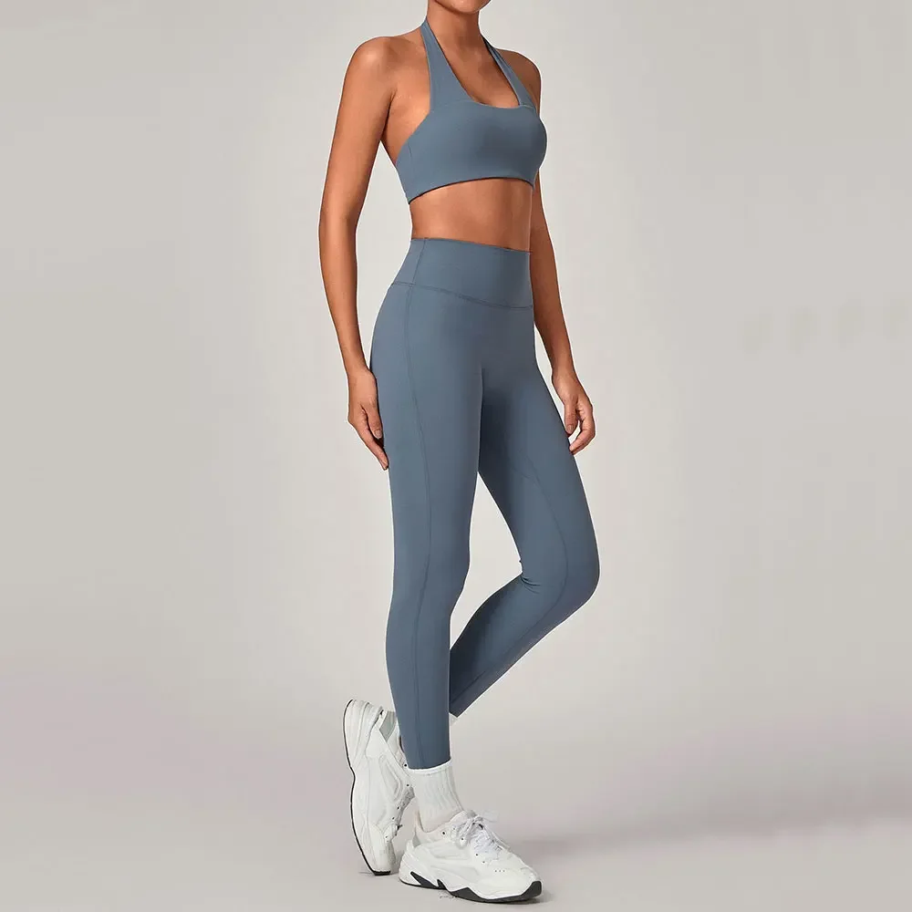 

Женская спортивная одежда, спортивный костюм, спортивный бюстгальтер, комплект из двух предметов для йоги, суперэластичная облегающая одежда для бега и тренировок, леггинсы для фитнеса и бега