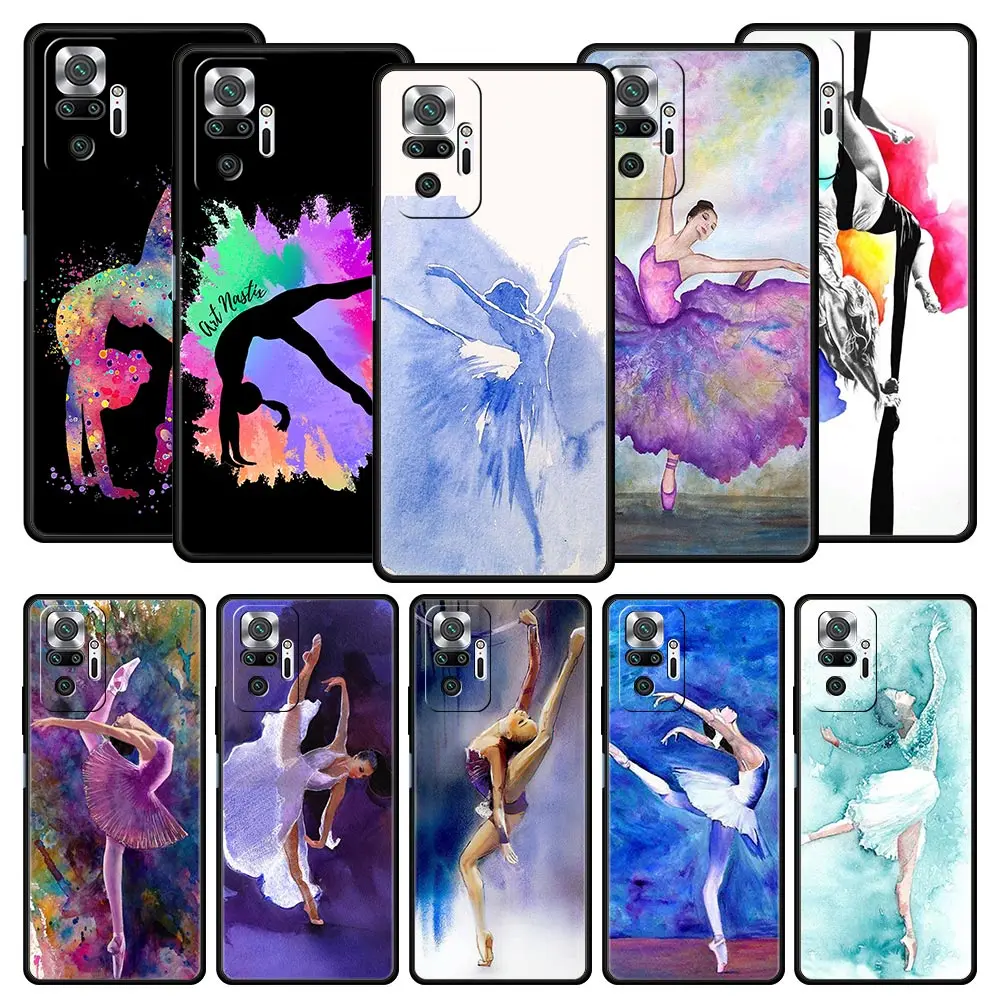 Etui na telefon Xiaomi Redmi Note 14 13 12 5G 11 10 Pro Plus 4G 9S 9 14C 13C 12C 10C 9C 9A Miękki pokrowiec TPU Gimnastyka kolor wodny