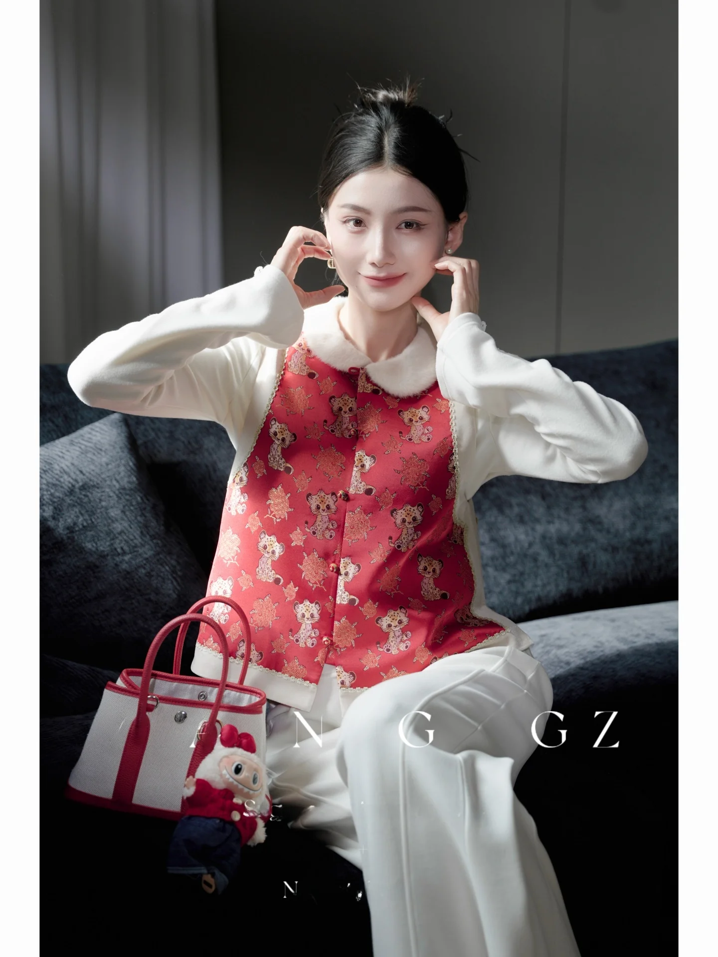 

New Chinese Sle Women's Open Cardigan Money Leopard Print Turn-down Collar Vest Outerwear Autumn Winter Faion Design