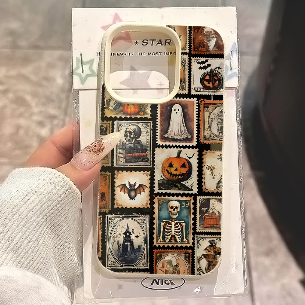 Halloween-Stempel-Handyhülle für iPhone 17 16 15 14 13 12 Pro Max 16 15 14 Plus 17 16 15 14 13 12 Pro 17Air Silikon-Matt-Cover – Detail 1