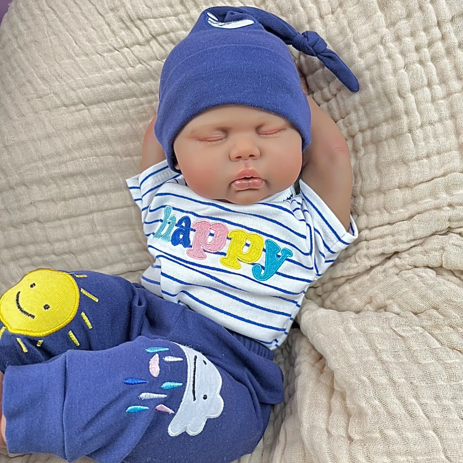 BZDOLL Śpiąca Lalka Reborn 50 cm (20 cali) Realistyczna, z Materiałowym Ciałem, Naturalna Skóra 3D, Grubaska, Modny Prezent Urodzinowy dla Dziewczynki