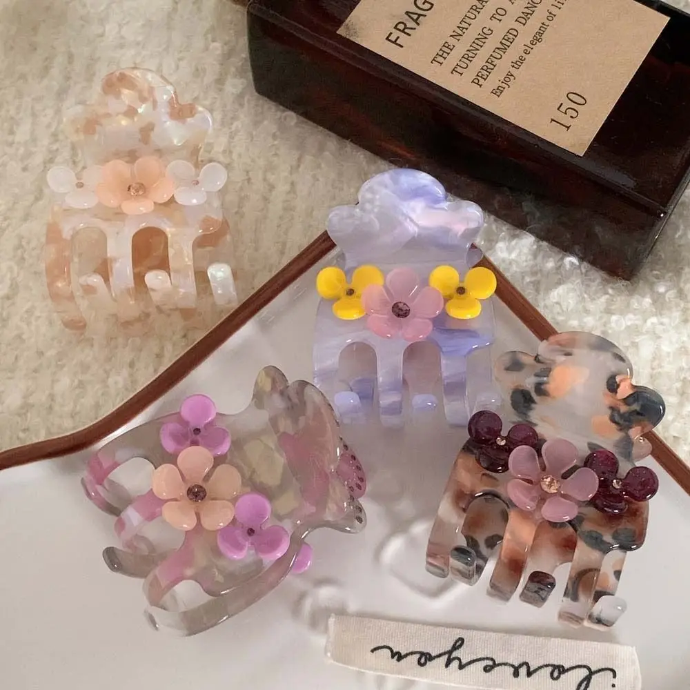 

Заколка для волос с милым кристаллом и цветком, уксусная кислота, корейский стиль, маленький ацетатный коготь для волос, аксессуары для волос, головные уборы, заколка для волос с цирконом, ежедневно