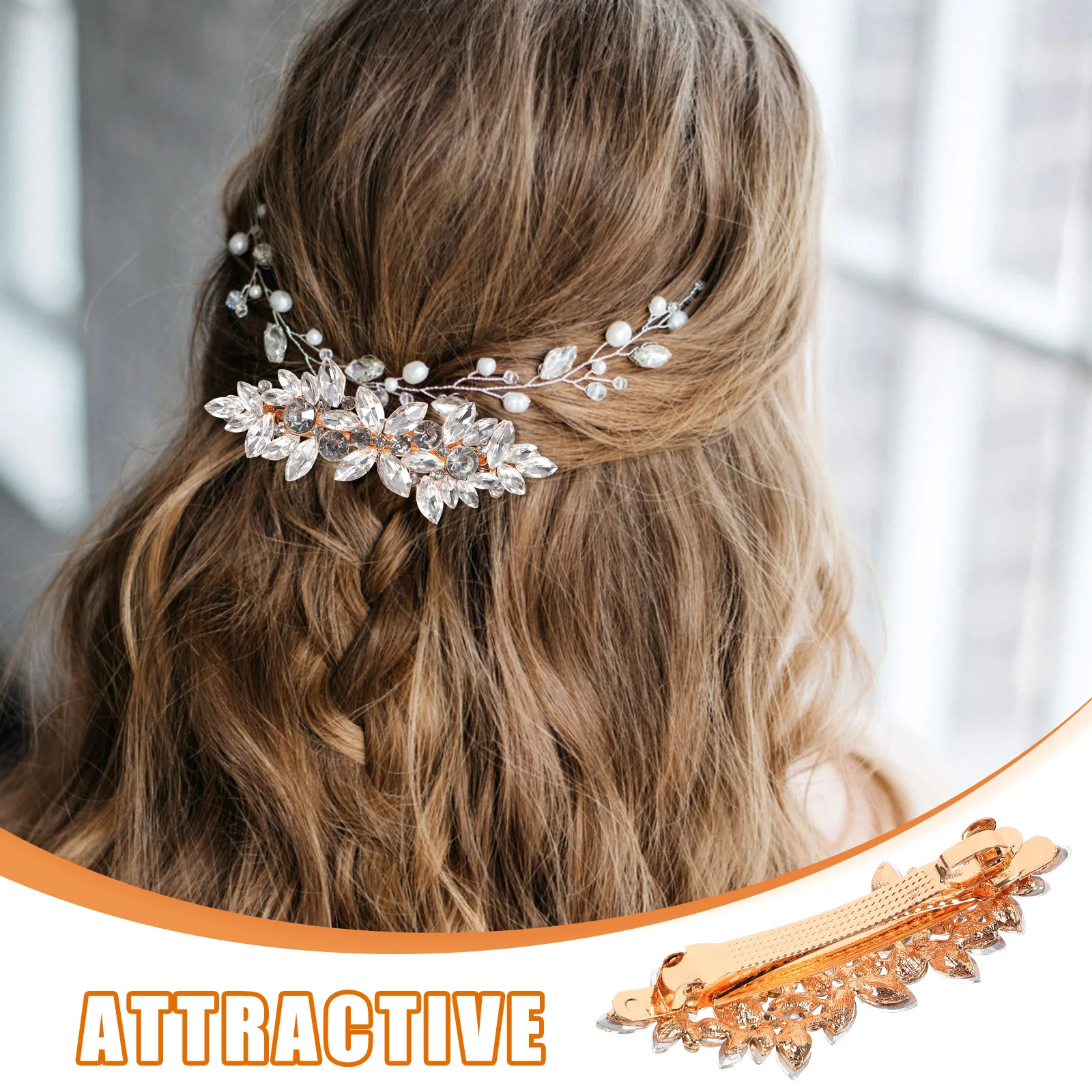 

2pcs Rhinestone Clips Barrette Metal Clip For Women Bridal Wedding Party Hair Accessories Sparkly Barrettes For