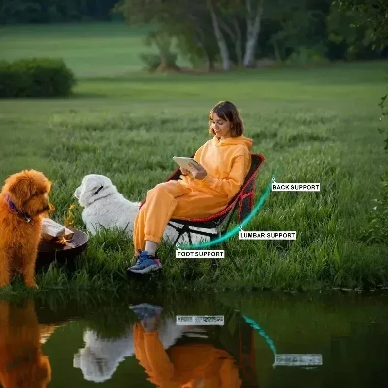 كرسي تخييم قابل للطي خفيف الوزن قابل للفصل للنزهات والسفر وصيد الأسماك كراسي خارجية محمولة على شكل قمر للشاطئ أثاث خارجي #2