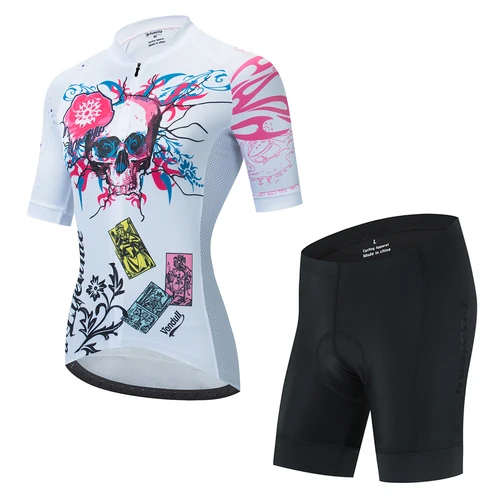 Imagen 2 del producto Conjunto de ropa de Ciclismo para mujer, traje de manga corta para bicicleta de montaña, Maillot para exteriores, verano, 2024
