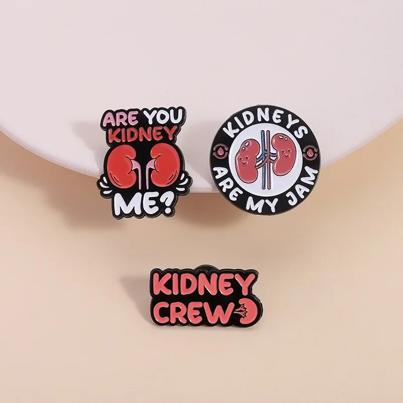 Alfileres esmaltados de nefrología, equipo de riñón, medicina de órgano médico, broches de Metal, insignia de solapa, regalos de joyería para médicos y enfermeras