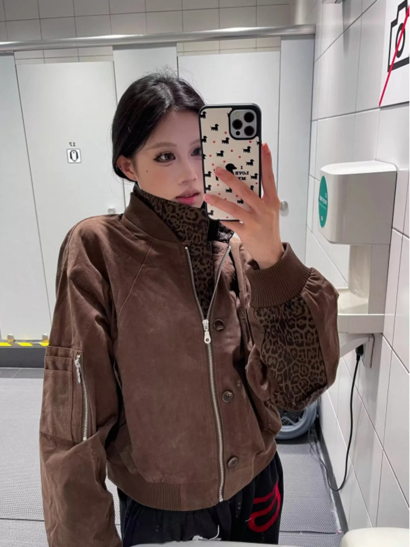 

American Sle Fake Two-Piece Jaet Men's Design CleanFit Haome Spring Turn-down Collar Jaet Loose Fit Multi-ket