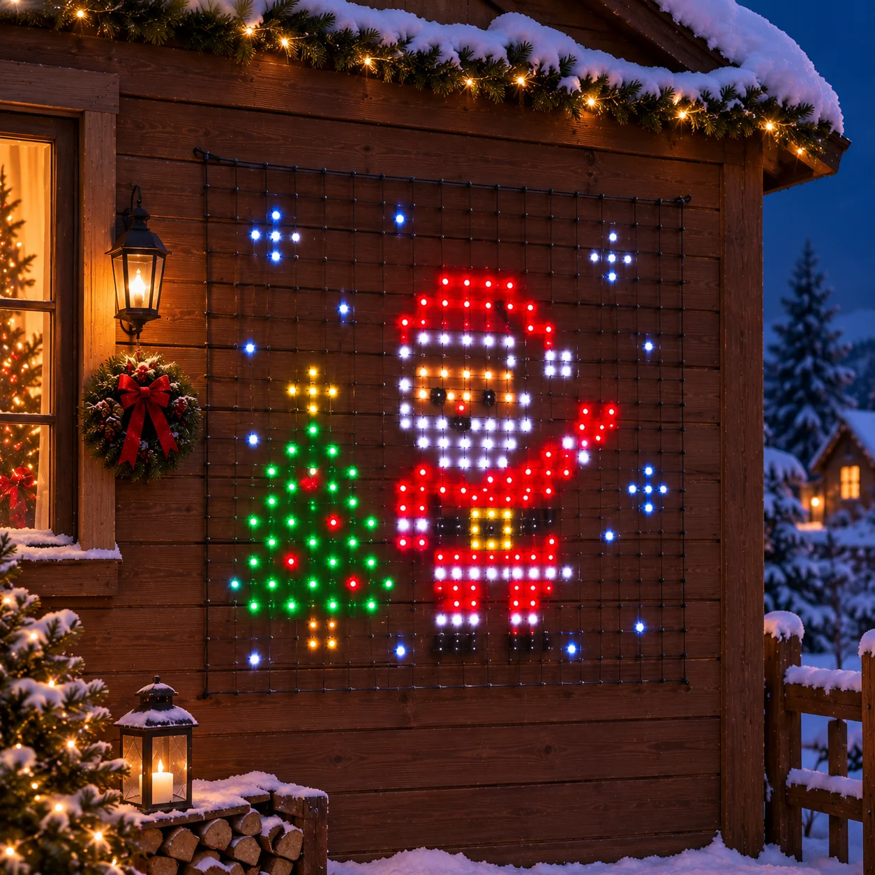 クリスマス用、温白色led、bluetooth対応、アプリで写真を表示可能、diy可能な、お部屋の壁やパーティーの装飾に最適な、間接照明カーテンライトセット。