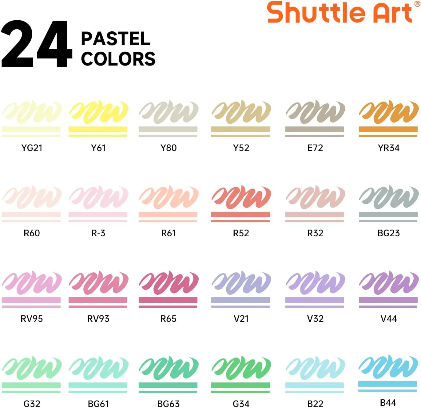 Shuttle Art Automatic Ink Control Acrylic Paint Markers, 24 Pastel Colors Brush Tip Acrylic Paint Pens for Rock Painting, Ceramic, Wood, Canvas, Glass, Stone, Fabric, Card Making, DIY Football Crafts